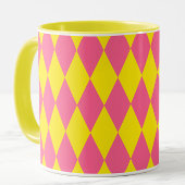 Pink and Yellow Harlequin Checkered Design  Tasse
