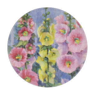 Pink and Yellow Hollyhock von Cargill, 1937 Schneidebrett