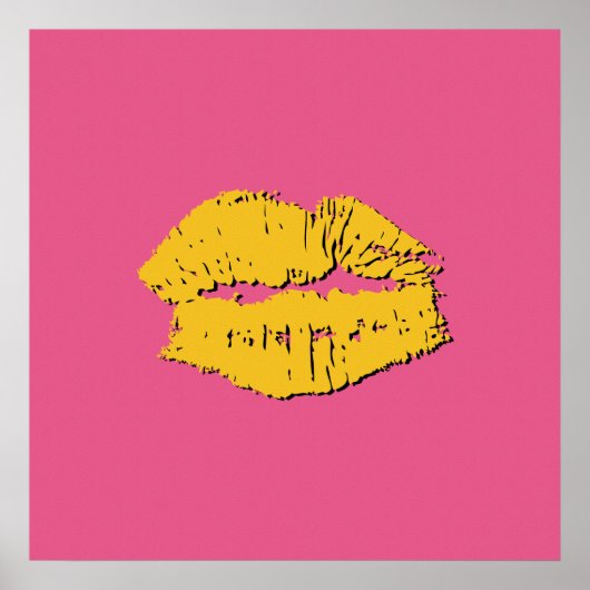 Pink and Yellow Kissing Lips Poster (Vorne)