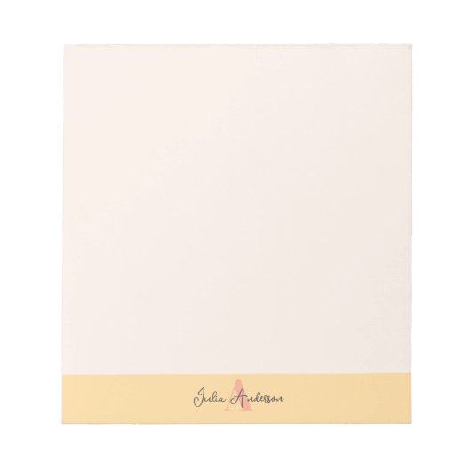 Pink and Yellow Monogram Notepad Notizblock (Vorderseite)