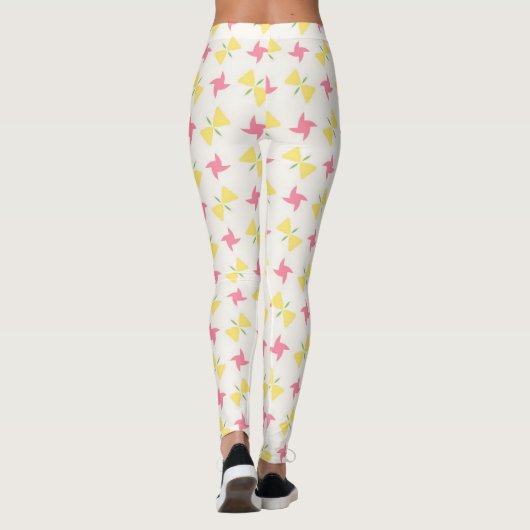 Pink and yellow pinwheel floral leggings (Rückseite)