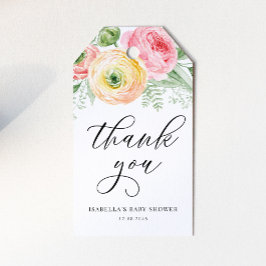 Pink and Yellow Ranunculus Kinderdusche Vielen Dan Geschenkanhänger