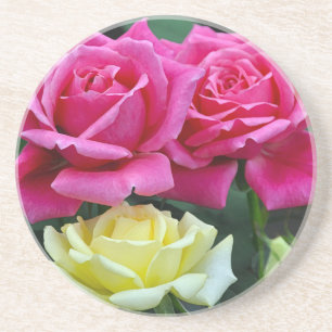 Pink and yellow roses floral print getränkeuntersetzer
