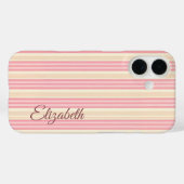 Pink and Yellow Striped Case-Mate iPhone Hülle (Rückseite (Horizontal))