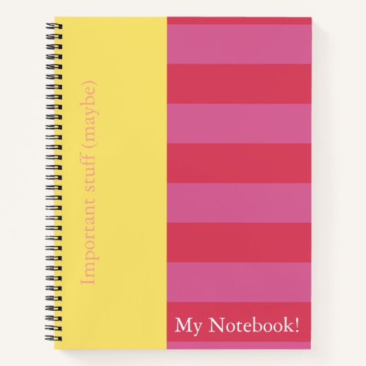 Pink and Yellow striped notebook cover design Notizblock (Vorderseite)