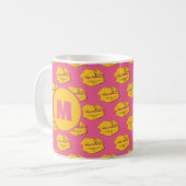 Pink and Yellow XOXO Kissing Lips Personalized Kaffeetasse (Vorderseite Links)
