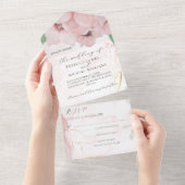 Pink Anemone All in One Wedite Einladung (Abreißen)