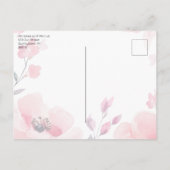 Pink Anemone Bloral Wedding Save the Date Einladungspostkarte (Rückseite)