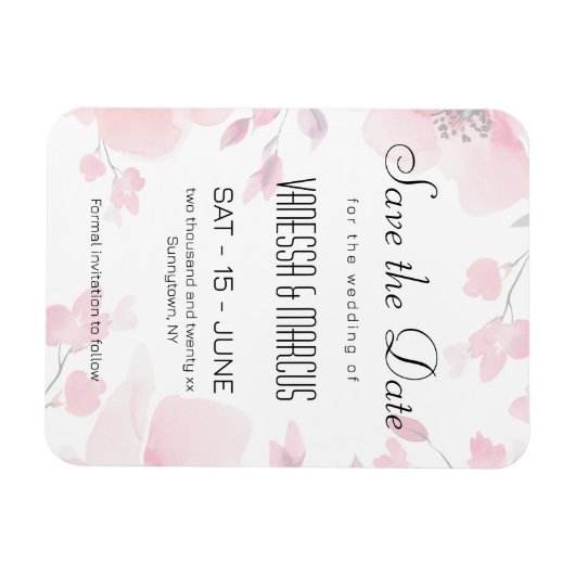 Pink Anemone Bloral Wedding Save the Date Magnet (Horizontal)