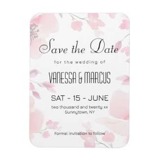 Pink Anemone Bloral Wedding Save the Date Magnet