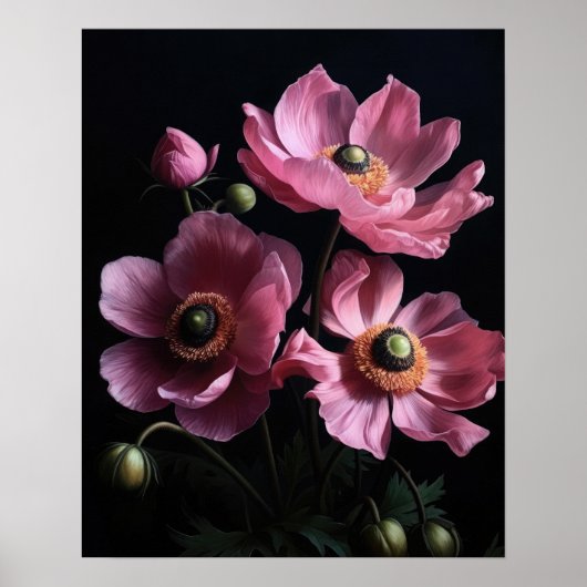 Pink Anemone Blume Art Print Poster (Vorne)