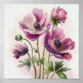 Pink Anemone Blume Art Print Poster (Vorne)