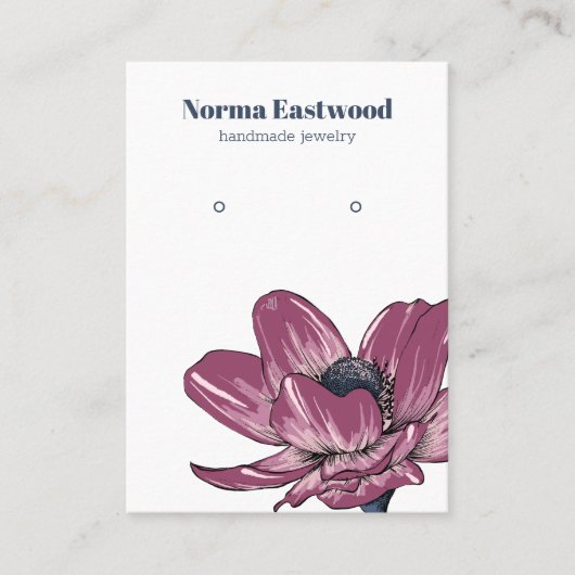 Pink Anemone Blume Blossom Earring Display Card Visitenkarte (Vorderseite)