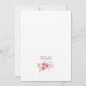 Pink Anemone Golden Blätter Einladung Hochzeit (Rückseite)