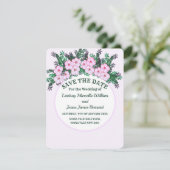 Pink Anemone Grünpflanzen Save the Date Blütenpfla Einladung (Stehend Vorderseite)