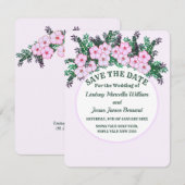 Pink Anemone Grünpflanzen Save the Date Blütenpfla Einladung (Vorne/Hinten)