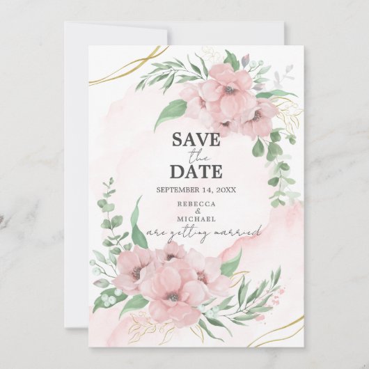 Pink Anemone Save the Date Einladung (Vorderseite)