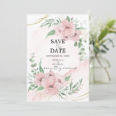 Pink Anemone Save the Date Einladung (Stehend Vorderseite)