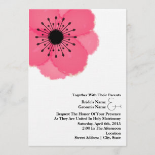 Pink-Anemonen-Hochzeit: Zusammen mit Eltern Einladung