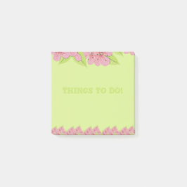 Pink Anemones Dinge tun, um grüne Post-it-Notizen Post-it Klebezettel