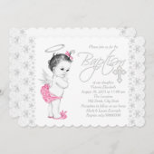 Pink Angel Baby Girl Baptisse Einladung (Vorne/Hinten)