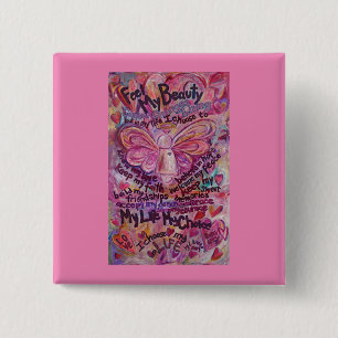 Pink Angel Cancer Gedicht Art Custom Button Button