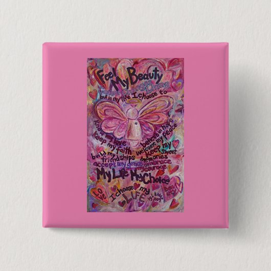 Pink Angel Cancer Gedicht Art Custom Button Button (Vorderseite)