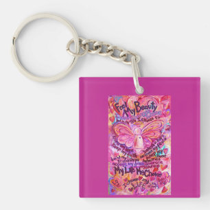 Pink Angel Cancer Gedicht Art Pendant Schlüsselanh Schlüsselanhänger