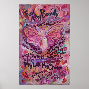 Pink Angel Cancer Gedicht Art Print Poster