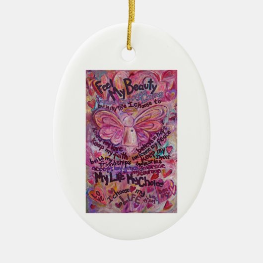 Pink Angel Cancer Gedicht Kunst Geschenk Ornament (Vorne)