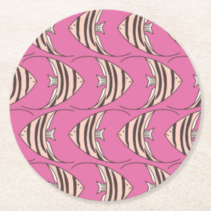 Pink Angel Fish Runder Pappuntersetzer
