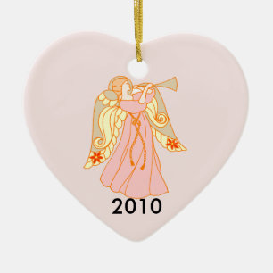 Pink Angel Heart Baby's 1. Weihnachten Keramikornament