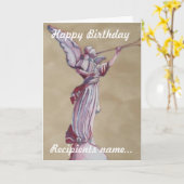 Pink Angel Personalisiert Happy Birthday Art Card Karte (Gelbe Blume)