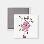 Pink Angel Strichmännchen Magnet (Vorderseite/Rückseite)