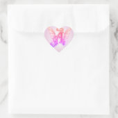 Pink Angel Wings Monogram Herz-Aufkleber (Tasche)