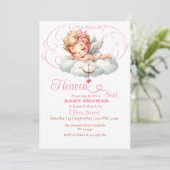 Pink Angelic Silhouetten Rosa Sent Baby Dusche Einladung (Stehend Vorderseite)