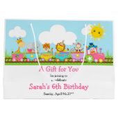 Pink Animal Circus Kindergeburtstag Vielen Dank Große Geschenktüte (Rückseite)