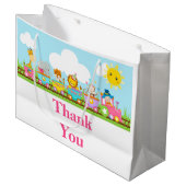 Pink Animal Circus Kindergeburtstag Vielen Dank Große Geschenktüte (Vorderseite Schrägansicht)