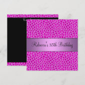 Pink Animal Print 35. Elegante Geburtstagsparty Einladung (Vorne/Hinten)