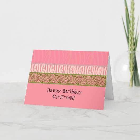 Pink Animal Print Birthday Card Karte (Vorderseite)