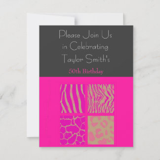 Pink Animal Print Birthday Einladung