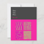 Pink Animal Print Birthday Einladung (Rückseite)