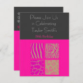 Pink Animal Print Birthday Einladung (Vorne/Hinten)