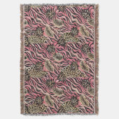 Pink Animal Print Fusion - Nahtloses Muster Decke (Vorderseite Vertikal)