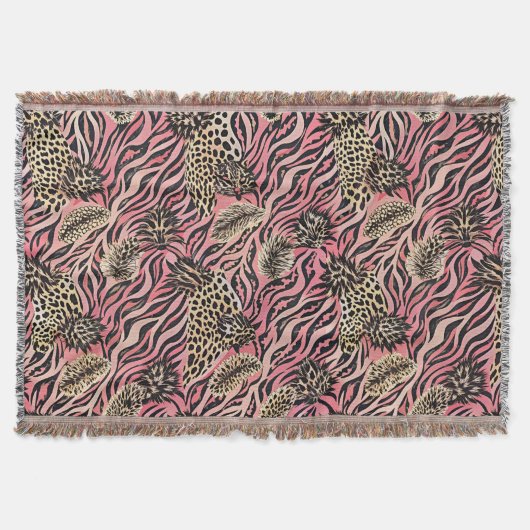 Pink Animal Print Fusion - Nahtloses Muster Decke (Vorderseite)