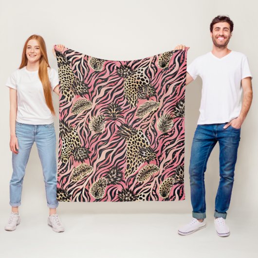 Pink Animal Print Fusion - Nahtloses Muster Fleecedecke (Beispiel)