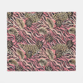 Pink Animal Print Fusion - Nahtloses Muster Fleecedecke (Vorderseite (Horizontal))