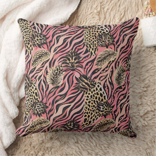Pink Animal Print Fusion - Nahtloses Muster Kissen