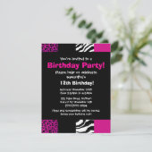 Pink Animal Print Party Einladung (Stehend Vorderseite)