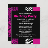 Pink Animal Print Party Einladung (Vorne/Hinten)